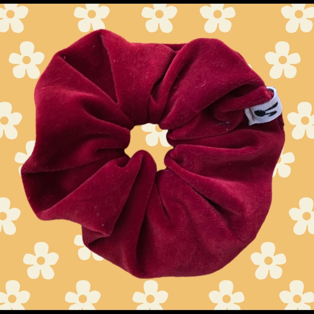 Plush red velvet scrunchie